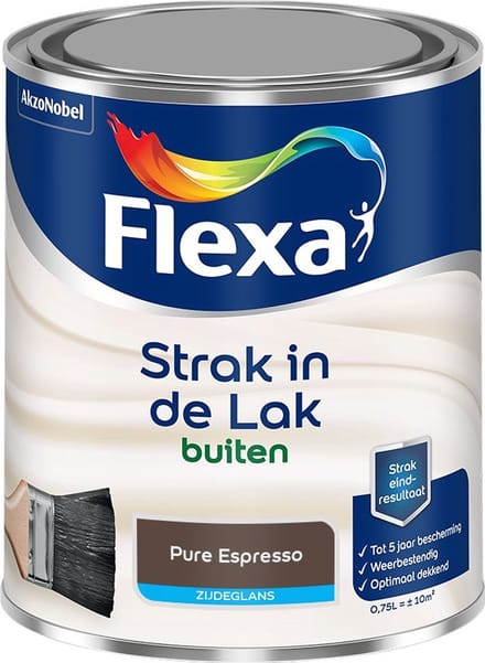Flexa - Strak In De Lak Buitenlak Zijdeglans - Pure Espresso - Mengverf - 750 Ml
