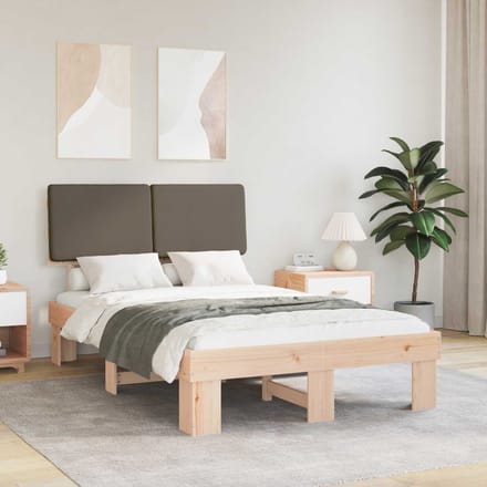 vidaXL - Bedframe - met - Gevoerde - Hoofdbord - Taupe - 120 - x - 200 - cm