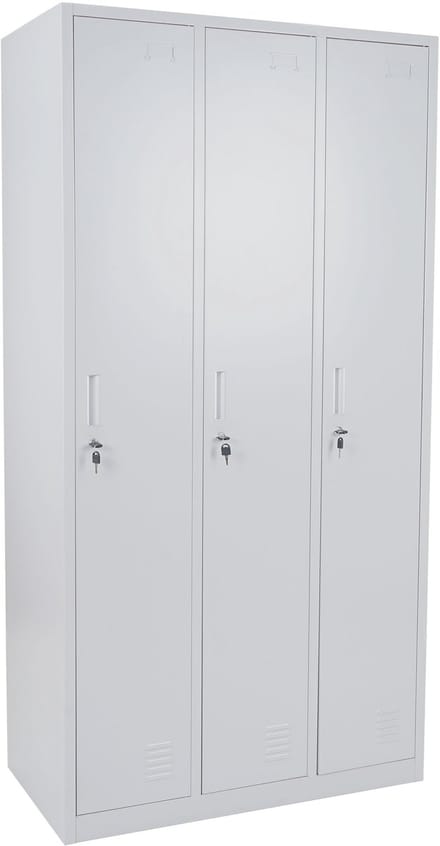 Locker Boston T829, lockerkast Lockerkast, metaal 3 vakken ~ grijs