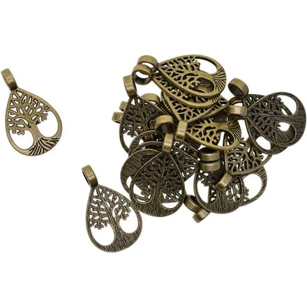 20 pièces Bronze filigrane larme arbre de vie breloques à assembler soi-même pendentifs 35x21mm bronze