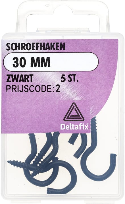 Schroefhaken 30 mm Zwart 5 Stuks |