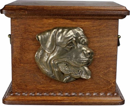 Persoonlijke urn voor Rottweiler as met gravure en reliëf