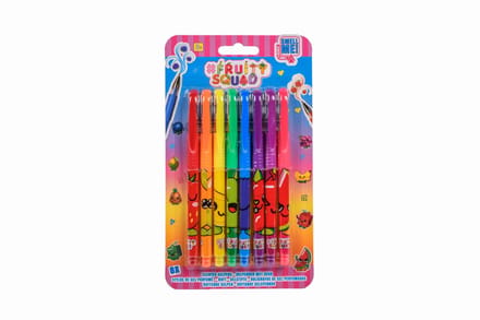 #FruitySquad 8 gelpennen met geur Schrijfgerief