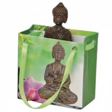 Wurm Boeddha - bruin - polyserin - in cadeautasje - H5 cm - beeld - cadeau