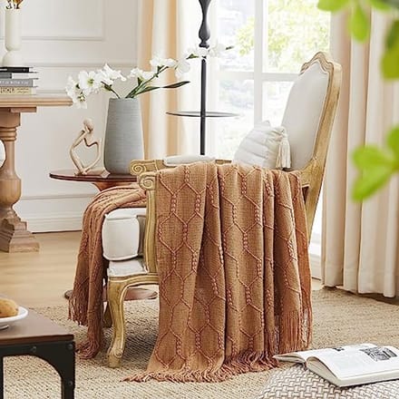 Getextureerde Beige Gebreide Deken 127 x 152 cm voor Sofa
