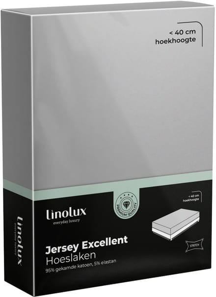Linolux Hoeslaken Jersey Excellent Light Grey 80x200 t/m 100x220