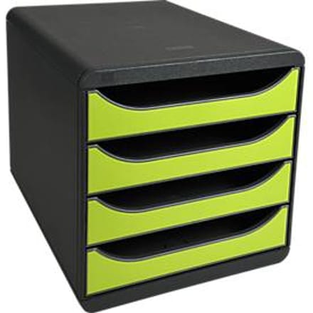 Ladebox Big Box Iderama anijsgroen, 4 open lades, A4/A4+/24x32 cm, geruisloos, veiligheidsstop Vragen