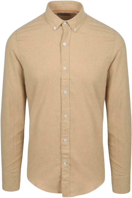 Suitable Overhemd Flanel Beige - Maat XL - Heren - Casual Shirt