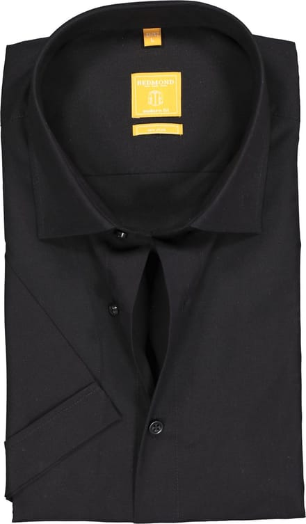 Redmond modern fit overhemd - korte mouw - zwart