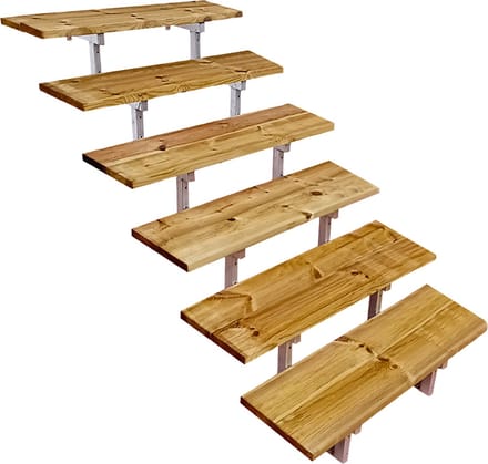 Buitentrap staal OSLO H105cm - 6 treden geïmpregneerd hout breedte 80cm