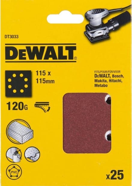 DeWALT DT3033 P120 Schuurpapier 1/4 Velcro VE=25