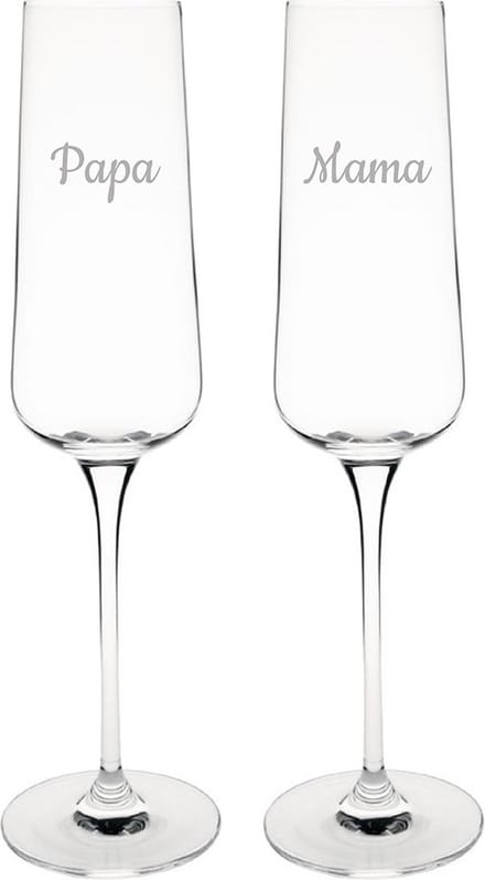 Gegraveerde Champagneglas 27cl Mama & Papa