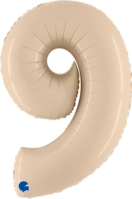 Folieballon Cijfer 9 Satin Cream - 100 cm