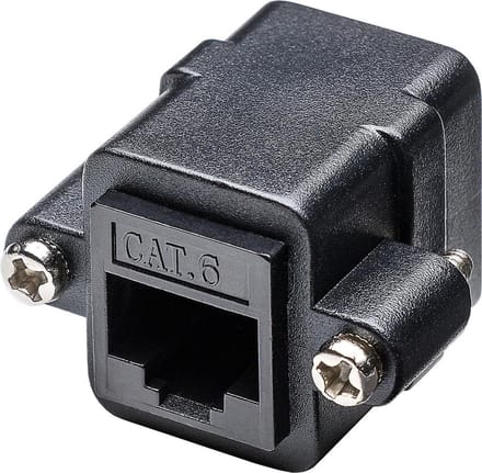 Goobay RJ45-koppeling/koppelstuk met montageflens, CAT 6, 2 x RJ45-bus (8P8C)