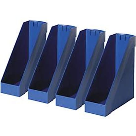 HELIT Tijdschriftenhouder, extra breed, polystyreen, 4 stuks blauw