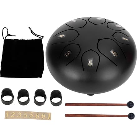 Tambour à languette 6 pouces 8?Tons Ethereal Hand Pan Drums avec Baguette Instrument de PercussionBlanc noir