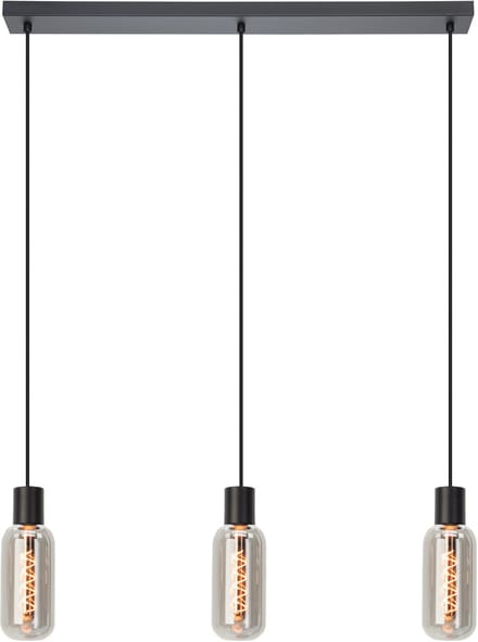 EGLO Majone Hanglamp - E27 - 77 cm - Zwart|Grijs - Smoke Glas - Rookglas