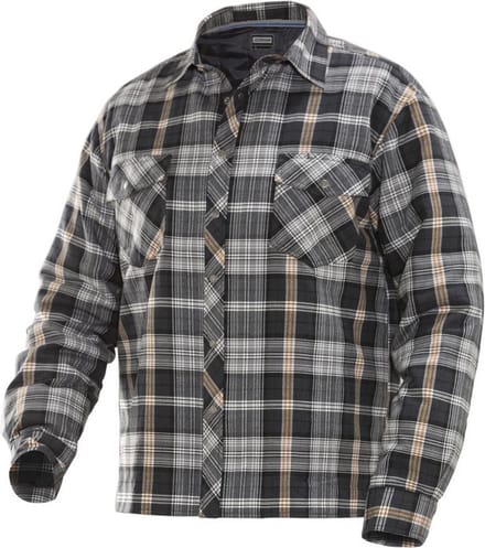 Jobman 5157 Flannel Shirt Lined 65515701 - Grijs/Oranje - M