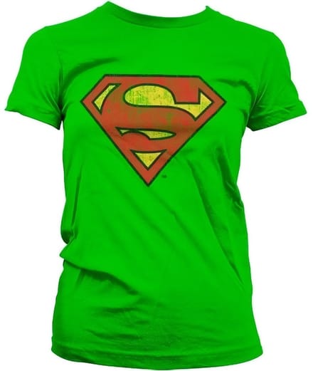 Superman Washed Shield Girly T-shirt voor dames, groen