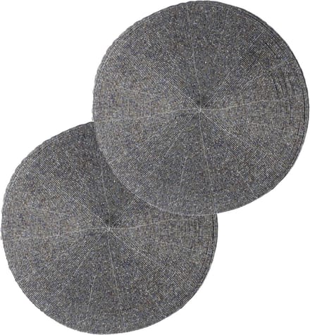Set van 4x stuks placemats kralen grijs - 35 cm - Onderleggers