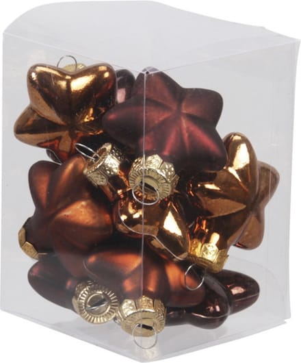 Othmar Decorations Kerstornamenten - sterren - 12x st - mahonie bruin - 4 cm - glas - kerstversiering