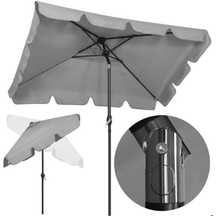 Springos® Parasol de jardin rectangulaire avec fonction d'inclinaison et manivelle 240 cm gris