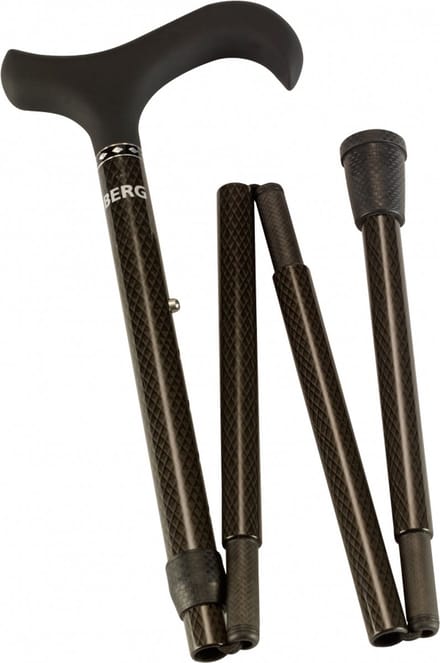 Wandelstok Able2 opvouwbaar carbon soft derby handvat zwart