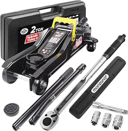Hydraulische Autokrik Set met Momentsleutel en Rubber Pad - 6-delig