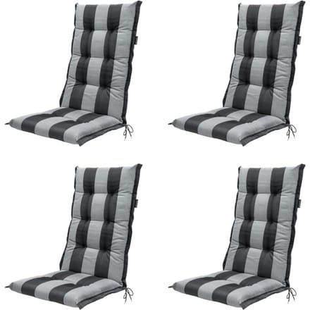 Madison - Tuinstoelkussen Hoge Rug Alice grey - Ca. 123x50 cm - Set van 4