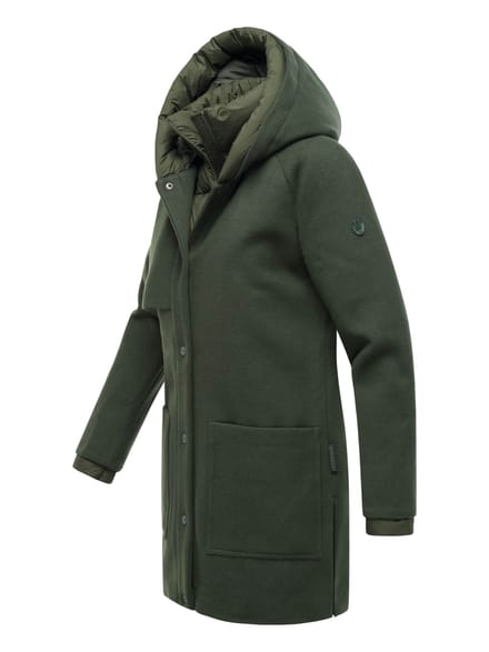 Navahoo Flauschwunder dames wintermantel met afneembare kraag