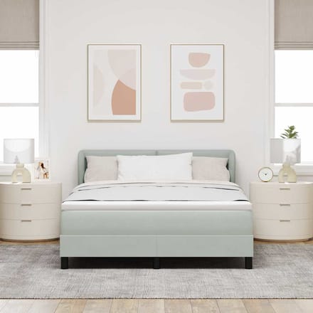 vidaXL - Boxspring - bed - met - hoofdeinde - Lichtgrijs - 140 - x - 200 - cm - Fluweel