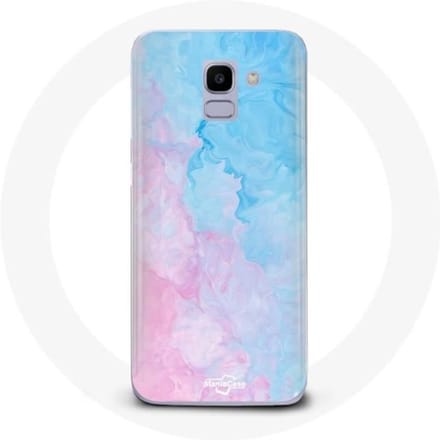 Coque - Samsung - Galaxy J6 2018 - Souple - Protection - Bleu/Rose rose
