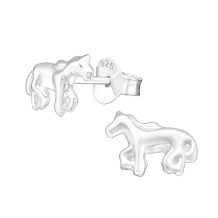 Princess Oorbellen Horse - 925 Zilver E-Coating - Paard - 6x9mm