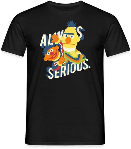 Sesamstraat Ernie Bert Altijd Serieus Always Serious T-Shirt Heren