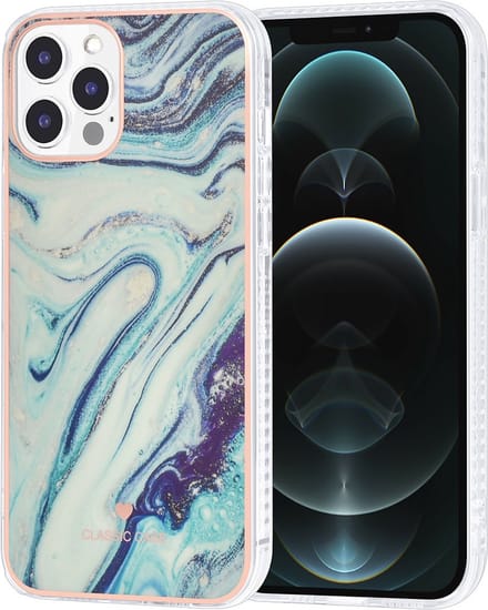 UNIQ Classic Case iPhone 12 Pro Max TPU Backcover hoesje - Marble  Aquamarine