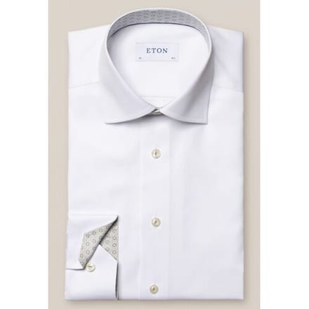 Eton Overhemd Uni Signature Twill Subtle Contrast Wit / male