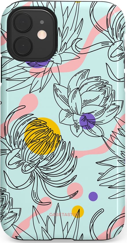 Casetastic hoesje geschikt voor Apple iPhone 11 - Dubbellaagse bescherming - Wildschets - Fashion Case - Zilver Wit Saliegroen Lichtroze