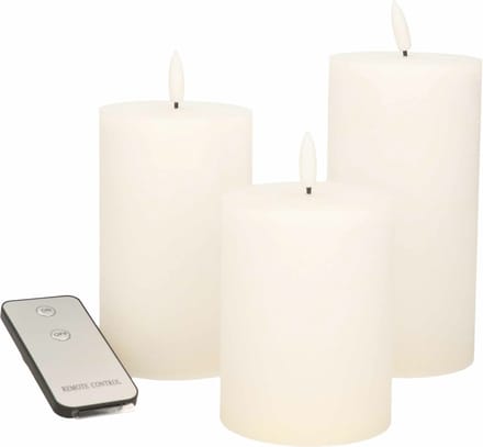 Anna's Collection LED Stompkaarsen met afstandsbediening - 6x - wit - 10/12.5/15 cm