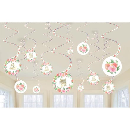 Amscan Slingers Swirl Babyshower Bloem 12 Stuks Multicolor