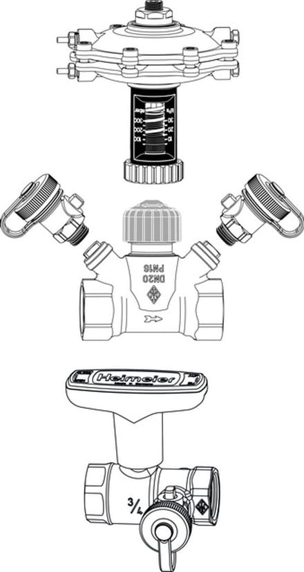 IMI Hydronic Engineering TA Differentiedrukregelaar TA-Multi Set 3 DN 25, met Globo H, ontluchting, roodbrons, 5850-04.801