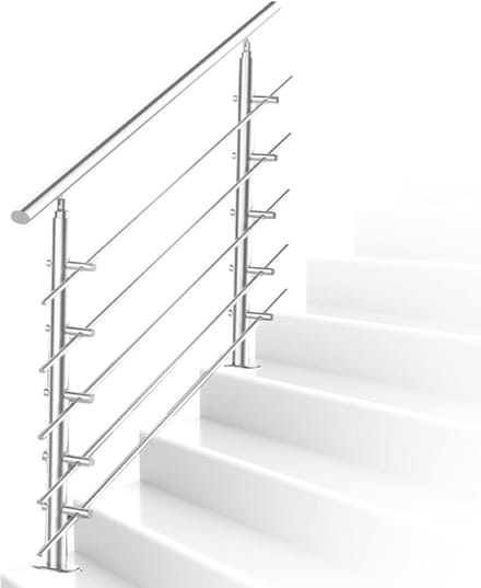 RVS Trapleuning 160 cm met 5 Dwarsstangen Wandmontage