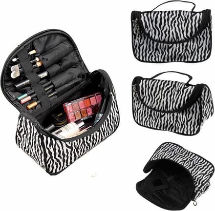 Make Up Tasje - Beautycase - Make up tasje met spiegel - Make Up Koffer - Zebra - LOUZIR