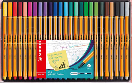 STABILO Point 88 - Premium Fineliner 0,4 mm - Etui Met 25 Verschillende Kleuren