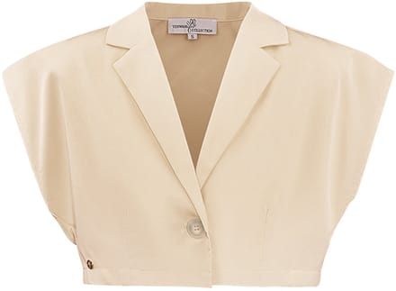Geraffineerde Mouwloze Top in Elegante Jasstijl - Beige - Maat L