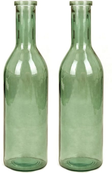 Mica Decorations Flesvaas groot - Set van 2x stuks - Rioja - groen - eco glas - 18 x 75 cm