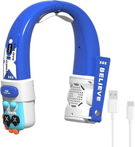 Nek Ventilator - Draagbare Koeler - Persoonlijke Verkoeling - 5 Snelheidsstanden - 23.1 x 7.6 x 23.1 cm - Blauwe beer