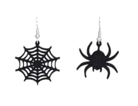 Halloween Oorbellen - Gothic - Oorhangers - Tarantula met web - 1 paar