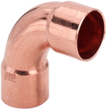 Bocht 90gr capxcap 15x15mm roodkoper