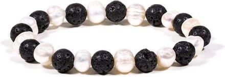 Yogi & Yogini naturals Armband lava/parel elastisch (8 mm)