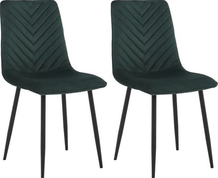 Colenis® - Senny Eetkamerstoel - Set Van 2 - Groen - Fluweel - Industrieel - Eetkamerstoelen
